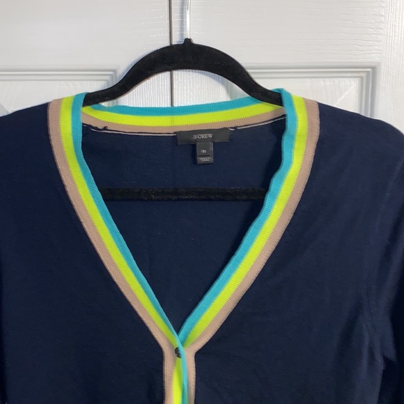 J. Crew Contrast Navy Cardigan - Picture 2 of 7